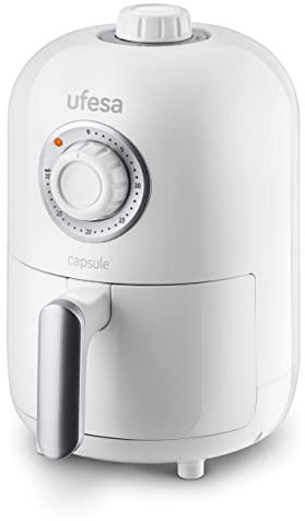Ufesa AF1000 Capsule Friggitrice ad Aria Senza Olio, Capacità 1 litro, 1000 W, Timer, Temperatura 200ºC, Cestello e Vassoio Antiaderenti, Corpo e Manico Freddi durante l'Uso