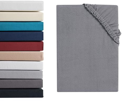Hometex Premium Textiles Mikroflausch Boxspringbett Spannbettlaken | Spannbetttuch Teddyflausch 100% Mikrofaser | Oeko-TEX®Standard 100 - In vielen Größen und Farben | 180-200 x 200-220 cm Grau