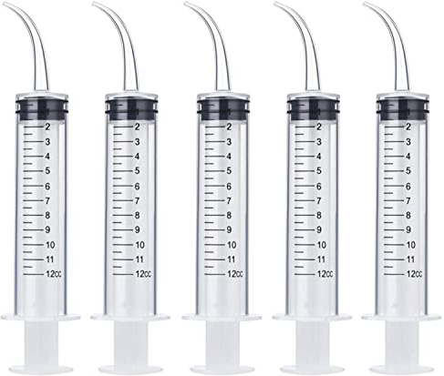 Wisdom Teeth Syringe, 5 Pack Irrigation Dental Syringes with Measure Scale & Curved Tip for Dental Care Liquid Oral Tonsil Stone