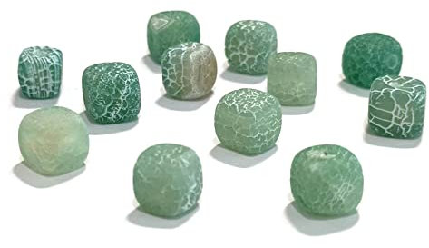 Gefrostet Matt Achat Stein, Edelstein Perlen, 8mm 12Stk, Würfel Naturstein Frosted Achatperle, Halbedelstein, Edelsteine, Schmuckperlen (Grün)