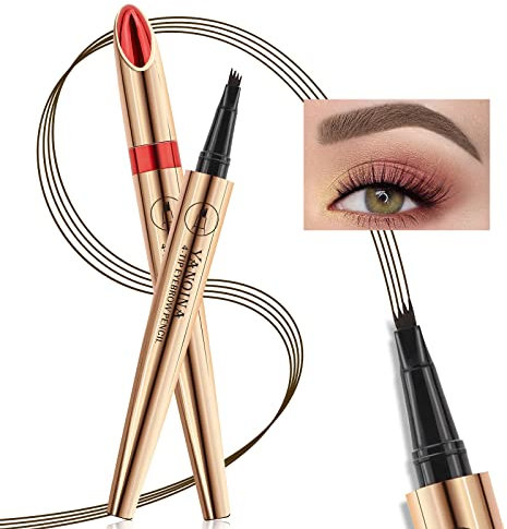 Augenbrauen-Stift-Wasserfester Microblading Augenbrauenstift mit einem Micro Fork Tip Applikator Flüssiger Eyebrow Pen für Natürlich Aussehende Augenbrauen (Dark Brown 02)