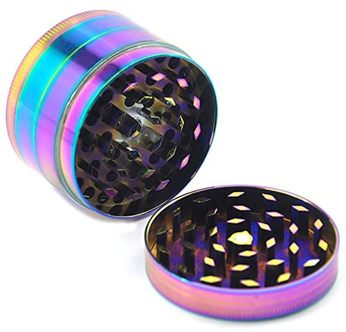 BBRGIRL Circle Spice Grinder,Manual Grind Auto Dispenser,Easy to Clean with Cleaner,Aluminum Alloy Grinders for Kitchen and Outdoor (Rainbow-1.57 Inch)