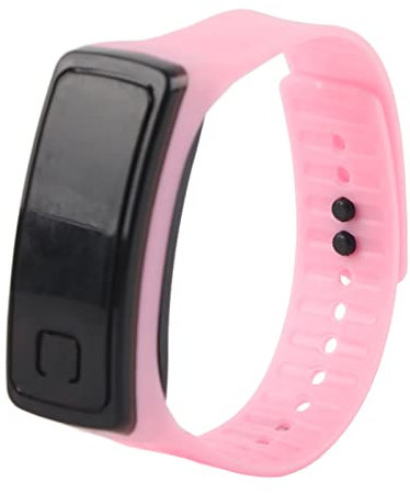 Wasserdichte LED-Armbanduhr mit Sport-Silikonband, Digitale 12-Stunden-Anzeige, Elektronische Uhr, Ideal für Outdoor-Sport, Smart Armbanduhr mit Sicherheitsverschluss für Frauen und Kinder – Rosa