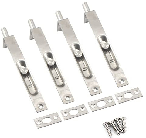 10,2 cm Edelstahl verdeckte Türschloss bündig Schieberiegel Bolzen mit Schrauben Silber (4 Stück)
