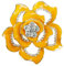 Navachi 18k Gold Plated White Crystal Yellow Enamel Rose Flower Az7432 Brooch Pin