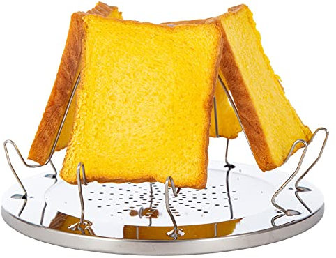 Lixada Camping Toaster mit faltbarem Ständer, Edelstahl 4 Scheiben Brottoaster Tragbarer Outdoor-Toaster für Camping, Wandern, Grillen, Familien Outdoor Gasherd Kocher Picknick