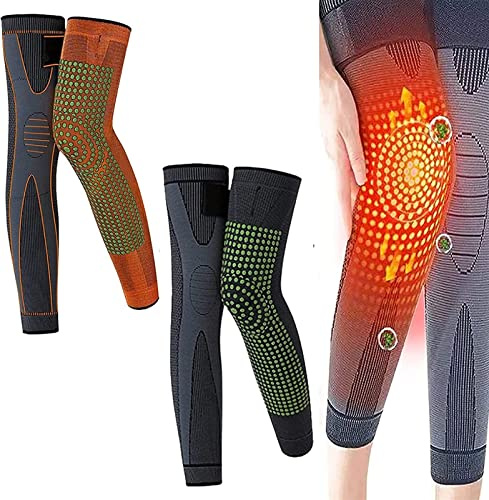 2 Pares De Rodilleras De Acupresión Turmalina Con Autocalentamiento, Rodilleras Moldeadoras De Acupresión De Artemisa, Rodilleras 3D Alta Elasticidad, Soporte De Compresión ( Color : Orange+Black , Si