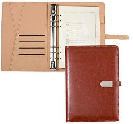 Leder A5 Binder, 6 runde Ringbinder Planer Notebook für A5 Füllpapier - Ringbuchordner - Personal Organizer - Braun
