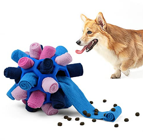 Tesytto Schnüffelball für Hunde Interaktives Hundespielzeug Ermutigen Natürliche Nahrungsfähigkeit Slow Food Training Bissresistenter Welpe Spielen Tragbare Hunde Intelligenzspielzeug (Episches Blau)