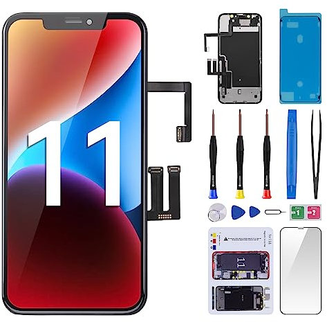 CYKJGS for iPhone 11 Screen Replacement with Ear Speaker and Proximity Sensor 6.1 3D Touch LCD Display Digitizer Full Assembly with Front Earpiece Repair Front Glass Fix Tools Kits A2111 A2223 A2221
