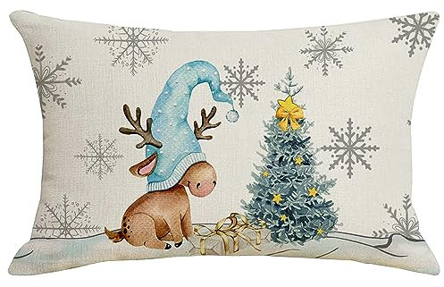 Kissenbezug Weihnachten 50x30, Weihnachtskissenbezug Weihnachtsdeko Innen, Weinachtsdekorationen Kissenbezug Für Weihnachtskissen Sofakissen Dekokissen, Deko Zimmer Wohnzimmer Schlafzimmer (C)