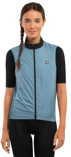 SIROKO - Winddichte Fahrradweste für Damen V1-W Manghen - L - Stahlblau