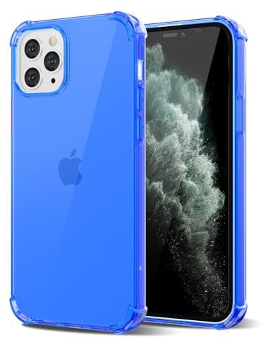 Svanove for iPhone 11 Pro Max Case Clear, Neon Bright Vibrant Color, Transparent Jelly Protective Silicone Phone Case Design for Women Girly Cute, Thin Slim Fit Soft Flexible TPU Bumper, Neon Blue