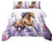 QOOMO Pferd galoppiert inmitten Lavendel weich leicht Bett Tröster Kinder Tier Schmusetuch Set 3D Pferd und Lavendel Stil Steppdecke Set Schlafzimmer Dekoration volle Größe 1 Bettdecke Set 2