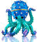 YU FENG 6,3 cm handbemalte Emaille-Oktopus-Schmuckkästchen, aufklappbarer Schmuck-Organizer mit Kristallen, Ring- und Ohrring-Aufbewahrungsbox, blaues Meerestierfigur, Andenken, Sammlerstück