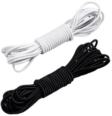 Cuerda elástica de 20 m, cuerda elástica de 3 mm, cuerda elástica redonda, cuerda de goma elástica, cierre de cuerda impermeable y resistente al desgaste, adecuado para camping, cordones, equipos
