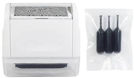 Identitätsschutz Rollstempe mit Tintenl, Datenschutz Rollstempel, Identitätsdiebstahlschutz-Rollenstempel, Rollstempel Camouflage, Guard Your ID Stamp Roller (Weiß #001 + Tinte)