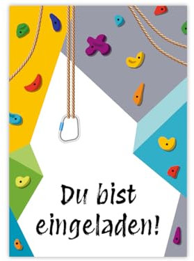 Minkocards 12 Einladungskarten zum Kindergeburtstag Klettern Bouldern Mädchen Jungen Einladung Jungsgeburtstag Mädchengeburtstag