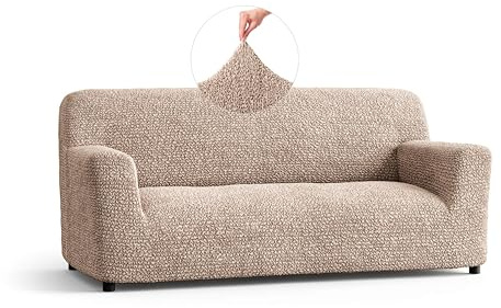 PAULATO - Sofabezug 3 Sitzer aus einfarbiger Mikrofaser, kratzfestes Gewebe, maschinenwaschbar, WavyTech-Technologie, Made in Italy - Taupe