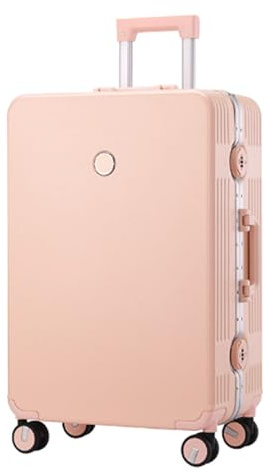 ASerZenith Koffer mit Rahmen aus Aluminiumlegierung, Verstellbarer Koffer mit 3 zweireihigen Rollen für Geschäftsreisen und Reisen (Pink, 20 Zoll)