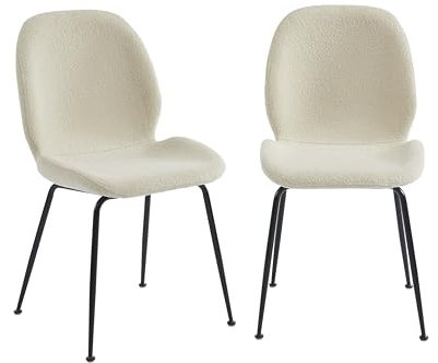 BAÏTA Gisel 2 Stühle, Stoff, Stoff, naturfarben, Füße aus Metall, Schwarz