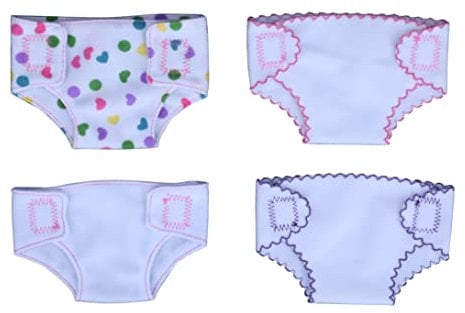 Doll Nappies for Dolls Doll Floral Printing Underwear for 14-16 Inch Dolls 4PCS, Doll Stylish Special Diaper