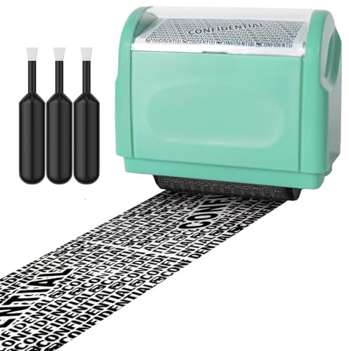 AUXHCYL Confidential Roller Stamp with 3 Pack Refills,Identity Theft Rolling Data Defender, Address Blocker and Privacy Safety, ID Blackout Security (Green)