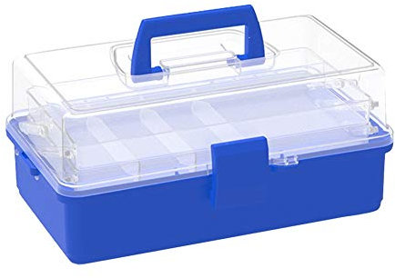 LHGDMJO Folding Craft Box Art Painting Tool Storage Box Pupil Painting Toolbox Nail Supplies Storage Pencil Case(Blue)