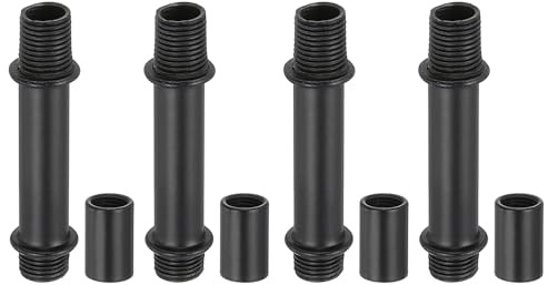 PATIKIL Kit Tige de Lampe à Tube Droit, 4 Ensemble M10 Acier au Carbone 40mm(1.57) Long Tige Filetée à Double Extrémité avec Écrous D'Accouplement Connecteur à Manchon, Noir