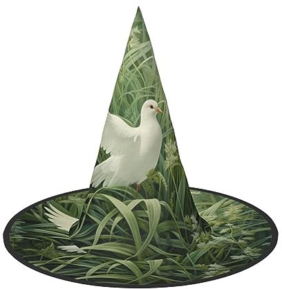 Zaubererhüte mit Gras- und Taubenaufdruck, Hexenhüte, Halloween-Hexenhüte für Halloween-Dekoration, ikonische Hüte für Halloween