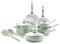 GreenPan Dover Healthy Ceramic Nonstick, 12 Piece Cookware Pots and Pans Set, PFAS-Free, Dishwasher Safe, Comfort Grip Handle, Pastel Green