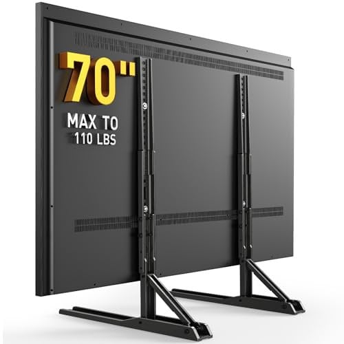 Perlegear Soporte TV Universal para Televisores de 22-70 Pulgadas, Pie con 3 Opciones de Altura, Hasta 50 kg, VESA Máx. 800x600 mm