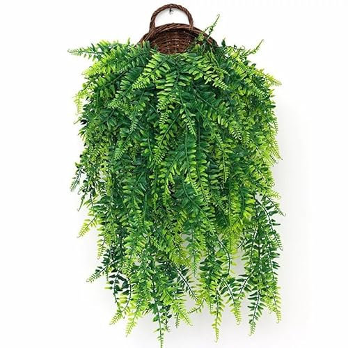 Artificial Hanging Plants Fern Vine - 4 Pack Decorative Artificial Fake Trailing Plants for Indoor Outdoor, Faux Foliage Greenery Decor for Home Garden Wall Hanging Baskets Decor