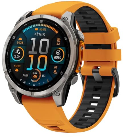 YASPARK Armband für Fenix 8 47mm/Fenix 7/Fenix 7 Pro/Fenix 6/Fenix 6 Pro/Fenix 5/Fenix 5 Plus, 22mm QuickFit Sport Silikon Armband für Forerunner 935/Forerunner 945/Instinct 2/Approach S60/S62