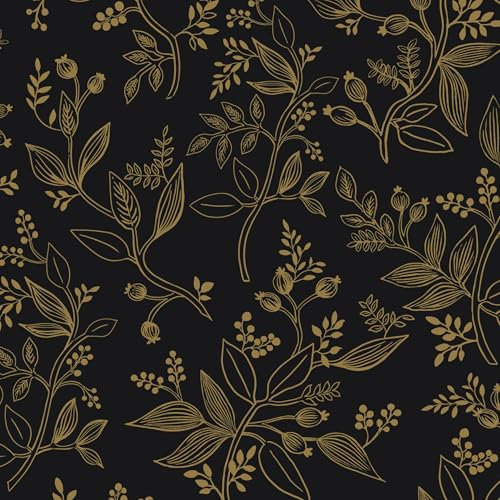 Timeet Selbstklebende Tapete Schwarz und Golden Blätter Klebefolie Möbel Möbelfolie Selbstklebend Setzlinge Früchte Möbelaufkleber 44x300cm Klebetapete Wasserdicht Vinyl Folie für Möbel, Wand