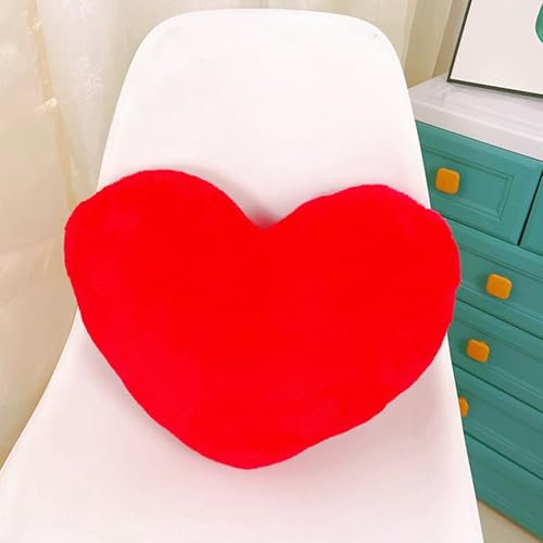 Tielag Herzkissen, Herzform Kissen, Plüsch Herz Kissen, Kuschelkissen für Kinderzimmer Sofa Dekoration, Love Zierkissen Kopfkissen, Geschenkidee Geburtstag Valentinstag, 46x36cm, Rot