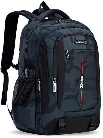 Tanou Schulrucksack Jungen Rucksack Teenager, Camouflage-Schultasche für Jungen mit Großer Kapazität, Modischer Ranzen Tagesrucksack für Schule und Reisen, Grün