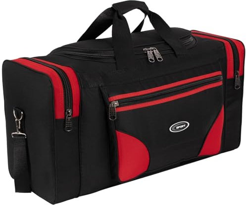 Sporttasche, Reisetasche und Fitnesstasche für Damen und Herren- Tainingstasche, Gym Bag (Rot, L 80 x B 31 x H 37 cm (ca.90 L))