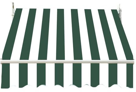 TYHAYJYK Toile de Rechange pour Store rétractable, Store de terrasse 200 x 150 cm, Tissu à Rayures Vert foncé et Blanc pour terrasse, Balcon, Cour, Jardin et Balcon.