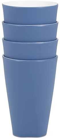 BAYSIDE Blue Pool Dinnerware Set, Unbreakable Lightweight, Dinner Plates, Side Plates, Bowls, Tumblers, Ideal for Indoor/Outdoor Dining, Microwave/Dishwasher Safe (4, Tumblers)