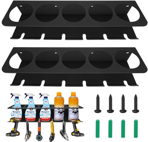 KDFALO 2PCS Dosenhalter für sprühflaschen,5 Sprühdosen und 6 Schlitzen | Halter für sprühflasche,für werkstatteinrichtung,werkstatt zubehör,Garage Werkzeug Wandhalterung Regal