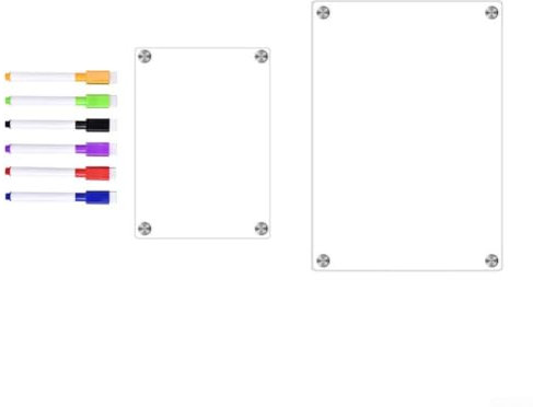Acrylic Magnetic Dry Erase Board for Fridge, 6 Dry Eraser Markers, Acrylic Board, Clear Magnetic Dry Erase Board for Fridge(A3+A4)