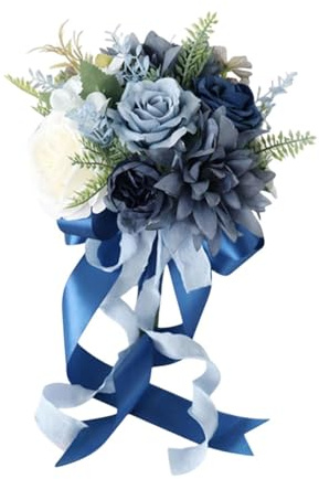 Qianly Brautstrauß Hochzeitsstrauß Braut Blume Künstliche Blumen für Festival Valentinstag, Blau