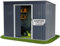STREND PRO Metall Gartenhaus mit Unterbau, Anthrazit, 217 x 110 x 174 cm | Solide & Langlebig | Geräteschuppen mit 2 Schiebetüren | Garten gerätehause | Gartenlaube | Blechhütte | Fahrradgarage