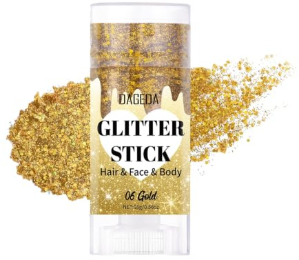 Prreal Bâton Paillettes Corps, Paillettes Pour Le Visage Et Les Cheveux | Tenue de rave holographique sirène à paillettes pour femme, accessoires de concert, festival, doré