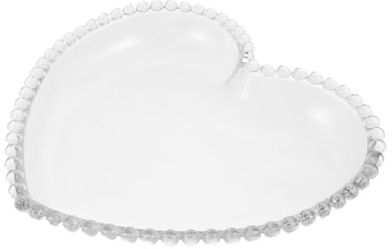 SOIMISS Plateau Verre Transparent Gaufré pour Coiffeuse Vide-Poches Forme de Cœur Coupelle à Bijoux Vintage