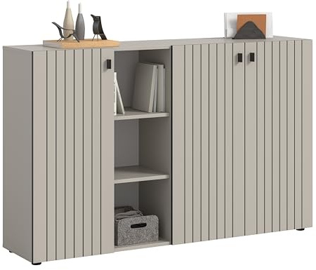 xonox.home – Schuhkommode Station 150x96x37 cm in Kaschmir Nachbildung – Extrabreiter Schuhschrank für die ganze Familie – Massive Stauraum-Lösung für den Flur