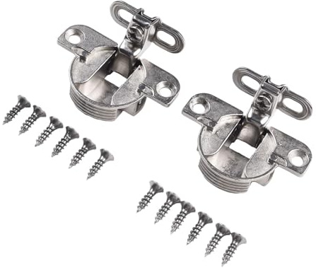 MoSundi Bisagras para puerta de armario de aleación de zinc de 97°, panel lateral ajustable de 35 mm, bisagras ocultas planas para armarios de cocina, color plateado, paquete de 2