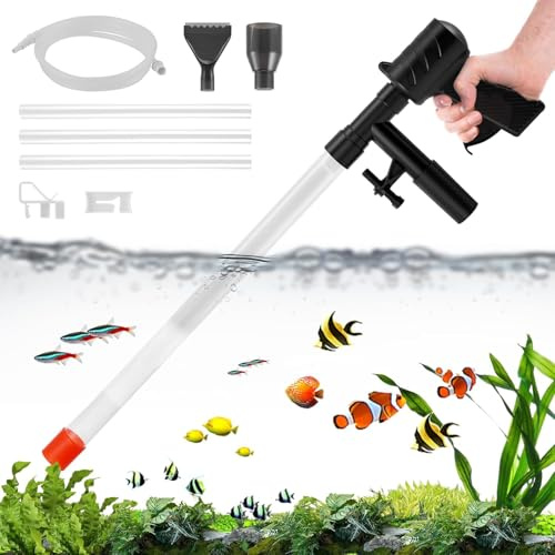 Mulmsauger Aquarium, 4 in 1 Aquarium Sauger Einstellbarer ,Wasserwechsel Reinigungsset，Aquarienwasseraustauscher, halbautomatischer Wasseraustauschschlauch,Aquarium Wasserwechsel für Wasserwechsel