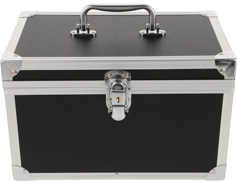 Gatuida Boîte à Outils Magique Multifonction en Alliage D'aluminium, Grosse Taille 30x18x19 Cm, Intérieur Étanche, Texture Cuir Grainé Noir, Coffret à Outils Résistant pour Rangement